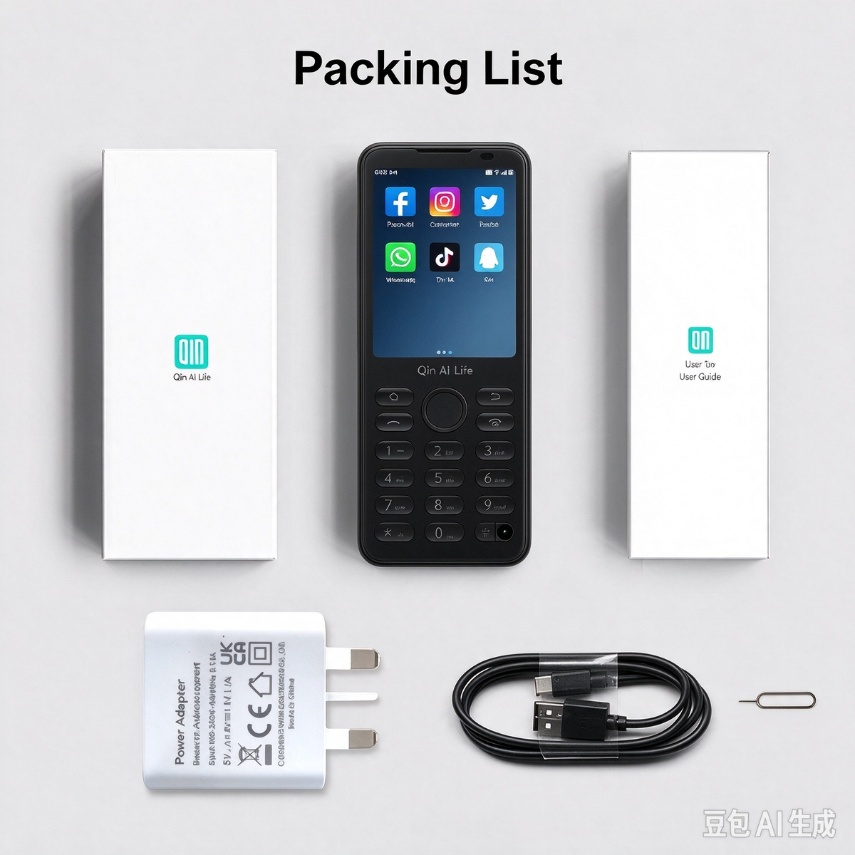 Qin F21 Pro Smart-Tastenfeld-Telefon, kompaktes 2,8-Zoll-Touchscreen, Android 11, 4G LTE, einzelne Kamera, Google Play-Unterstützung, ideales Ersatz-/Arbeitstelefon – Porzellanweiß/Eisengrau