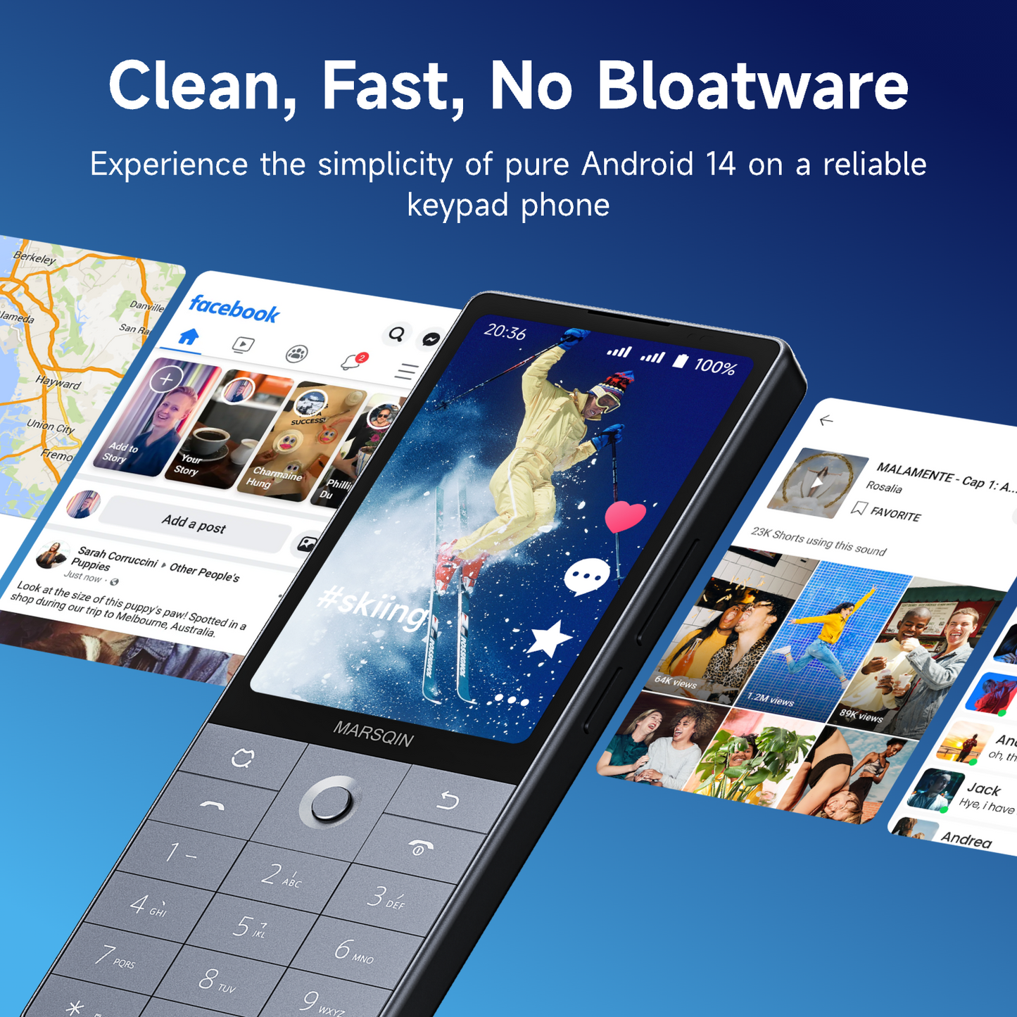 Qin F25 3.54-Inch Touch Screen Smart Phone | Android 14 with Google Play | 6GB RAM 128GB ROM | Dual SIM Cards | MTK8786 Octa-Core | 2700mAh Battery | Wi-Fi & Bluetooth | Compact Mini Mobile Phone