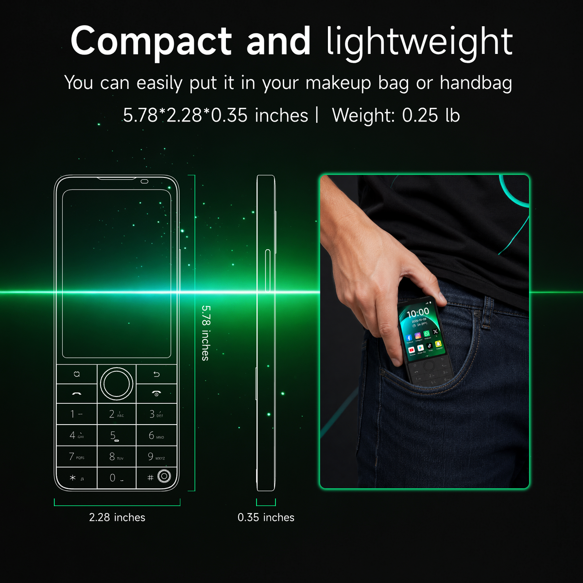 Qin F22Pro Smartphone Android 12,3.5"Touchscreen,4+64GB Large Storage,MTK Helio G85 Android Phone,2150mAh Battery,8MP Camera,Type-C Charge,WiFi/Hotspot/Bluetooth for Multi-scenario Use