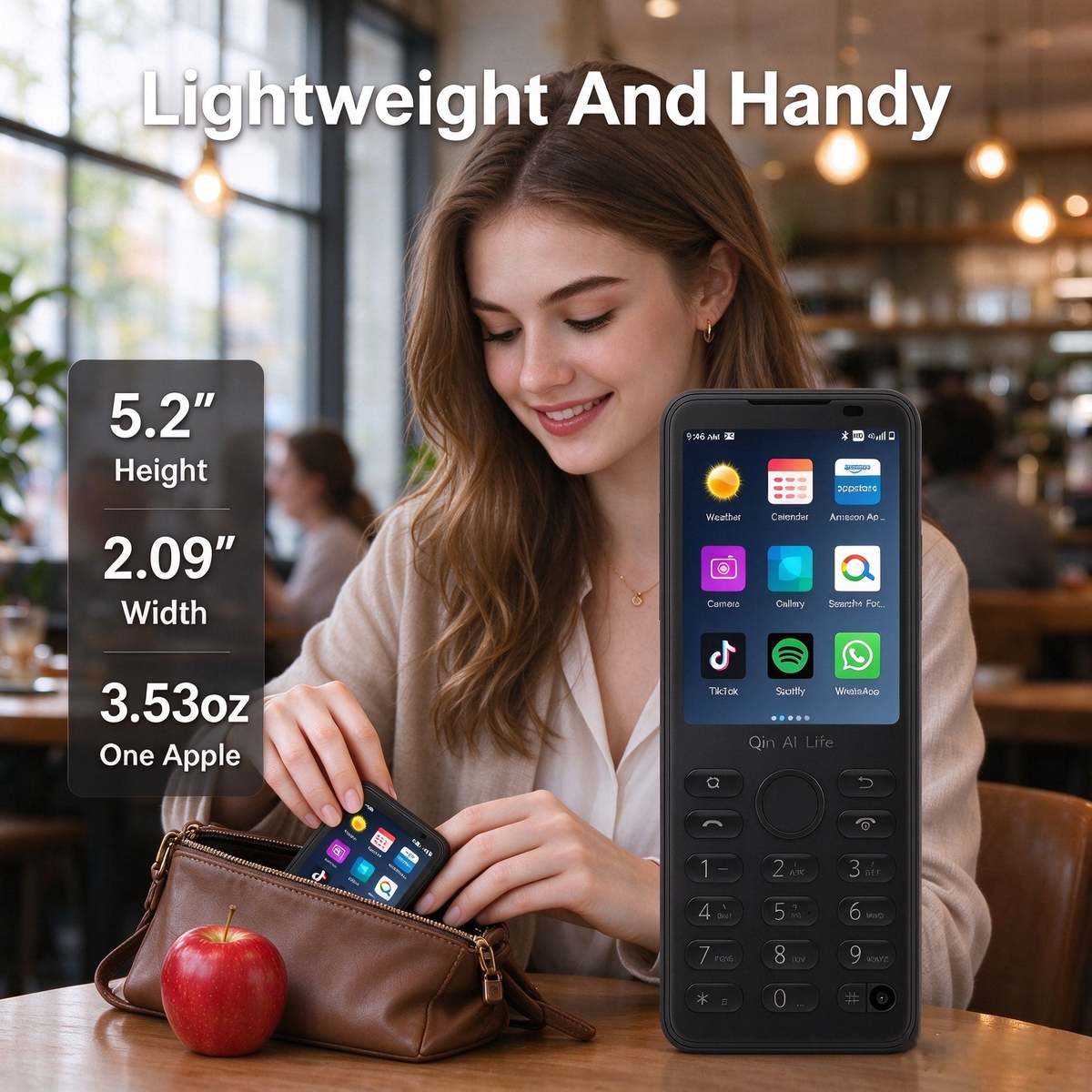 Qin F21 Pro Smart-Tastenfeld-Telefon, kompaktes 2,8-Zoll-Touchscreen, Android 11, 4G LTE, einzelne Kamera, Google Play-Unterstützung, ideales Ersatz-/Arbeitstelefon – Porzellanweiß/Eisengrau