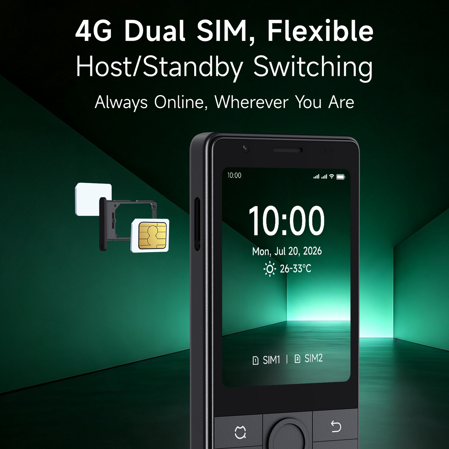 Qin J36 Keypad SmartPhone, 4G VoLTE Button Cell Phone Android 13, 32GB/64GB Anti Dual Nano SIM Mobile Phone with GPS, AC/TV/Fan Remote Control, 2600mAh Battery