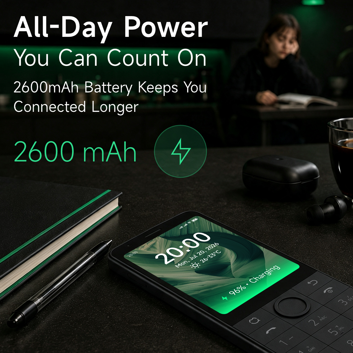 Qin J36 Keypad SmartPhone, 4G VoLTE Button Cell Phone Android 13, 32GB/64GB Anti Dual Nano SIM Mobile Phone with GPS, AC/TV/Fan Remote Control, 2600mAh Battery