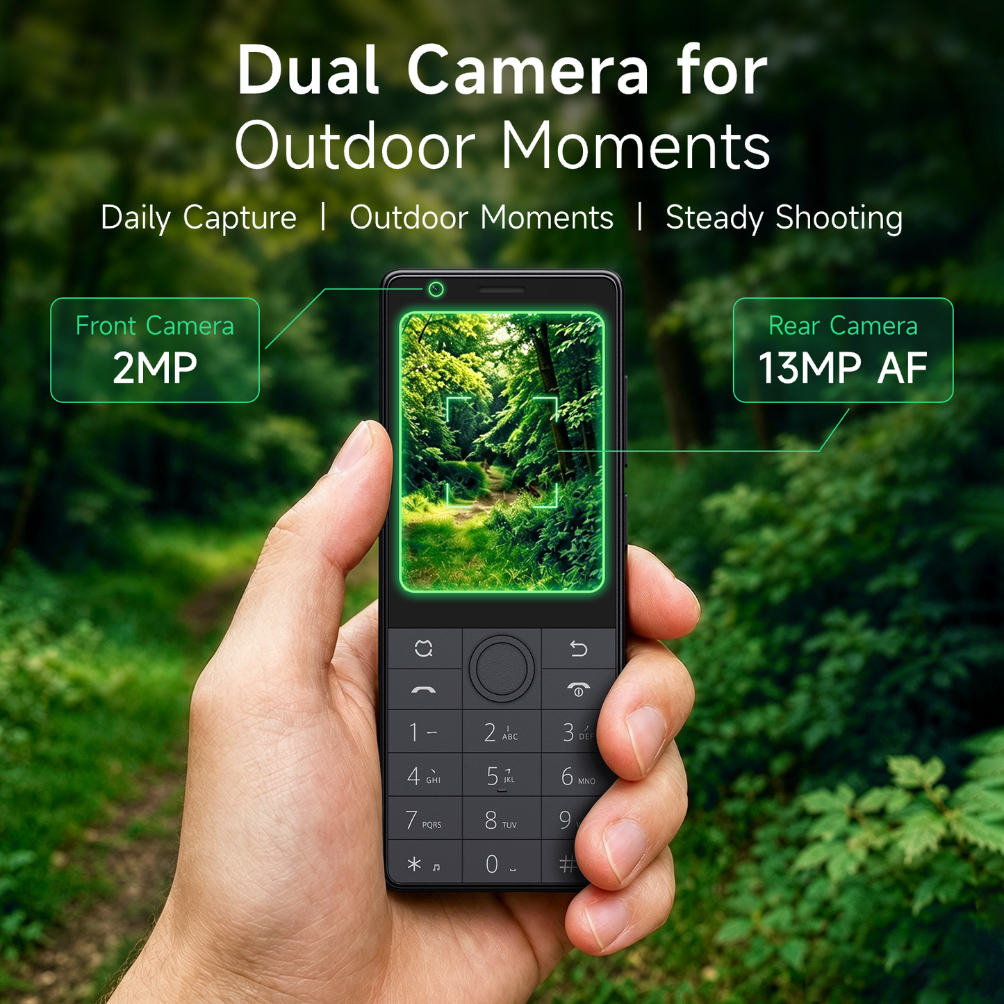 Qin J36 Keypad SmartPhone, 4G VoLTE Button Cell Phone Android 13, 32GB/64GB Anti Dual Nano SIM Mobile Phone with GPS, AC/TV/Fan Remote Control, 2600mAh Battery