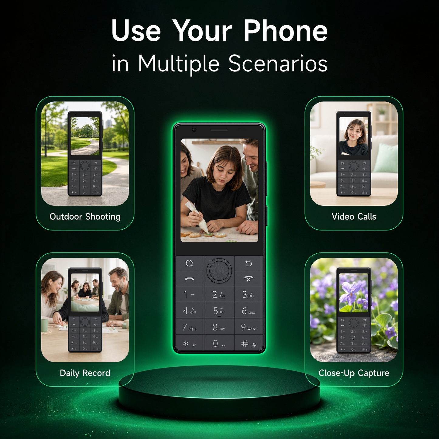 Qin J36 Keypad SmartPhone, 4G VoLTE Button Cell Phone Android 13, 32GB/64GB Anti Dual Nano SIM Mobile Phone with GPS, AC/TV/Fan Remote Control, 2600mAh Battery
