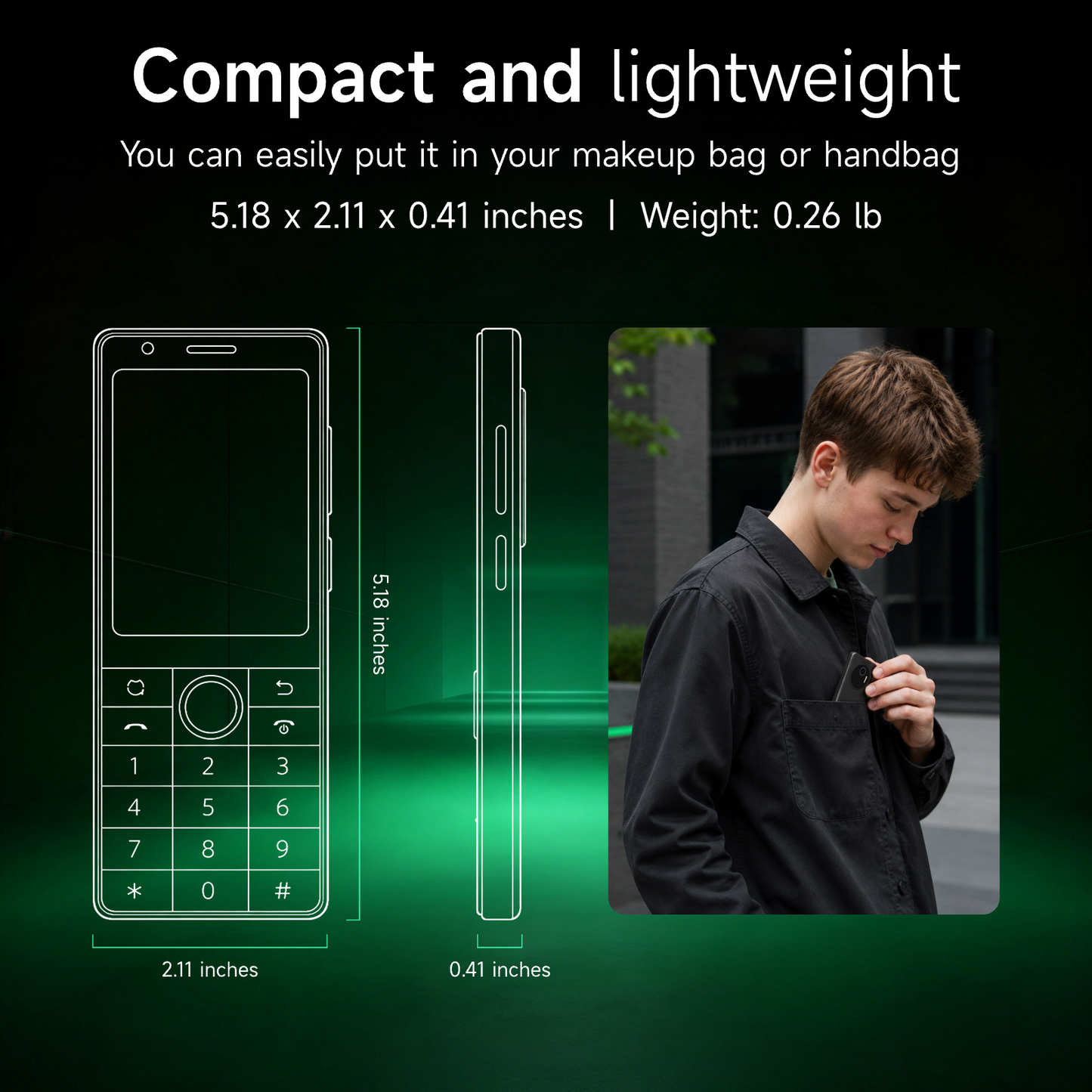 Qin J36 Keypad SmartPhone, 4G VoLTE Button Cell Phone Android 13, 32GB/64GB Anti Dual Nano SIM Mobile Phone with GPS, AC/TV/Fan Remote Control, 2600mAh Battery